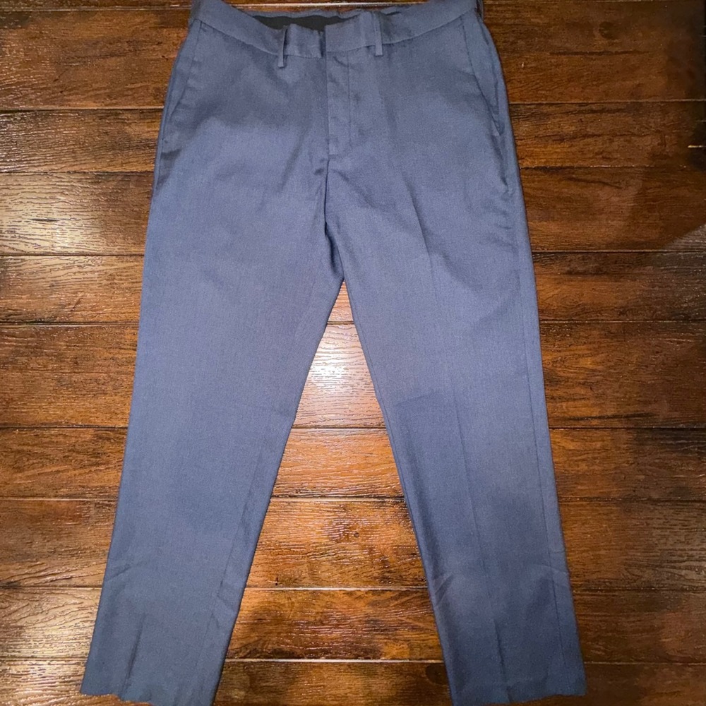 Haggar Comfort Performance Dress Pants Mens 34x30 Blue Straight Fit Flat Front